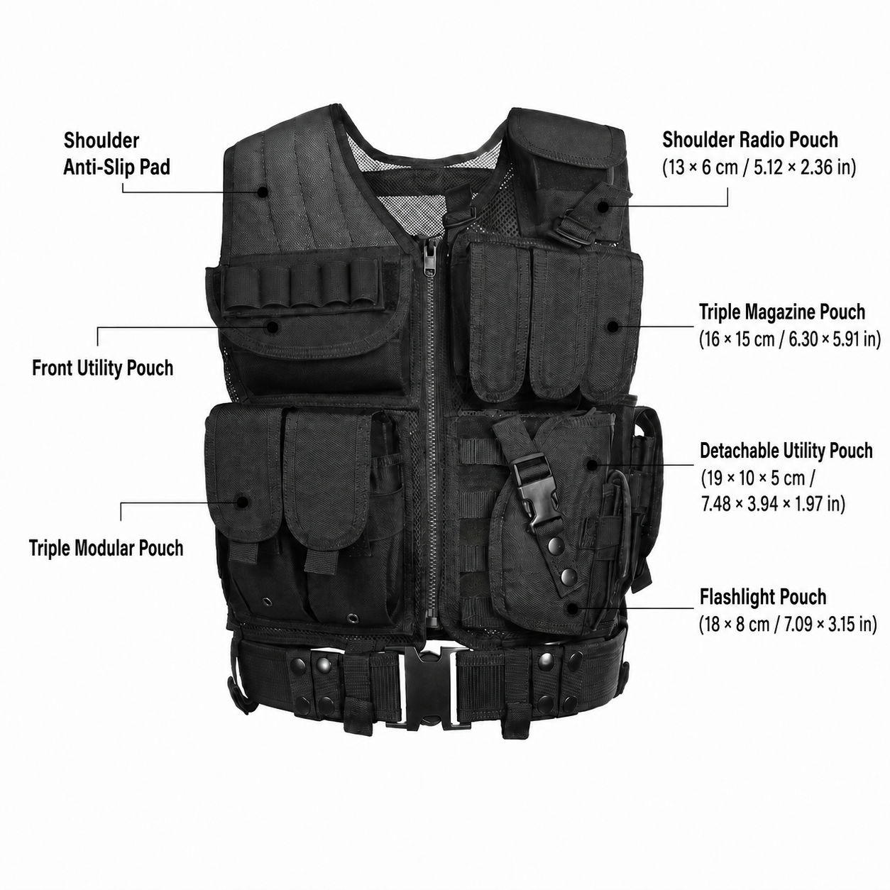 600D Tactical MOLLE Vest – Adjustable 3.09 lb Mesh Loadout | Traverseon