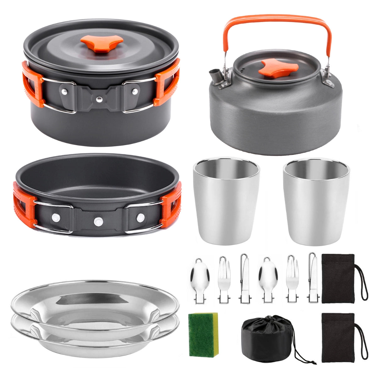Camping Cookware Set – 2-3 Person Outdoor Pots & Tableware | Traverseon