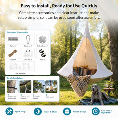 Conical Hanging Hammock Chair – 441 lb Waterproof Outdoor Swing | Traverseon