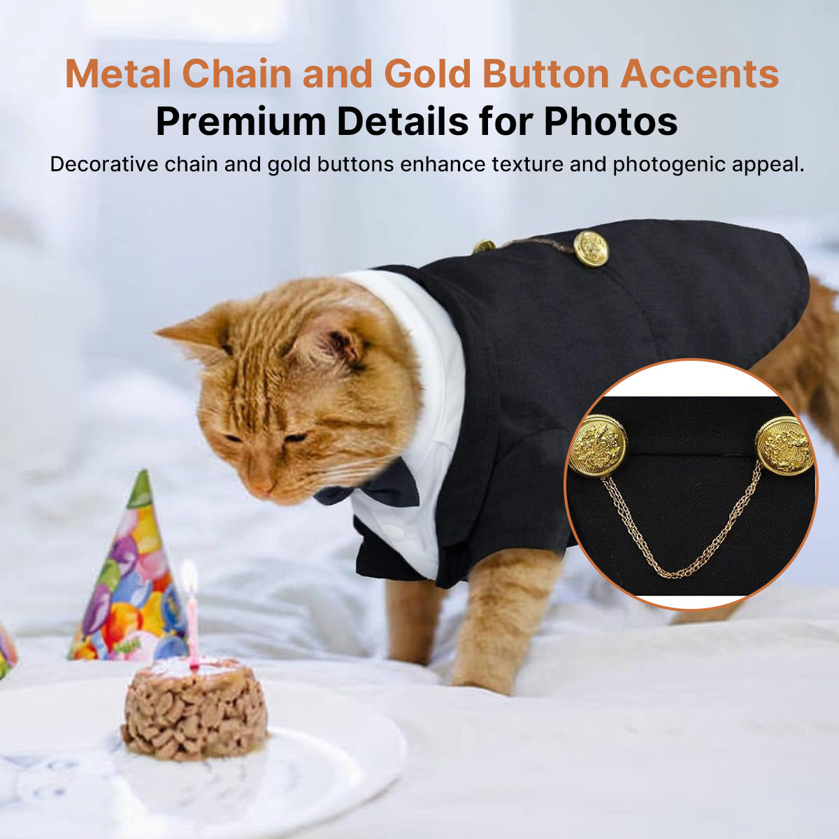 Cat Tuxedo Outfit – Formal Pet Suit with Bow Tie for Weddings & Parties | Traverseon
