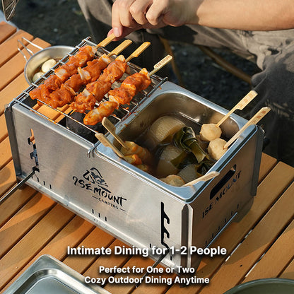 Multi-Function Charcoal Camp Stove – Dual-Zone Cooking, 3-Level Heat | Traverseon