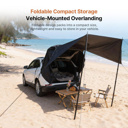 SUV Car Camping Tailgate Awning, Waterproof Privacy Screen, Extended Canopy, All-Terrain & All-Season Use | Traverseon