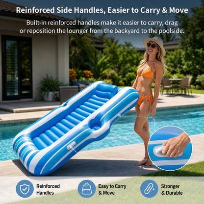 82.7" Inflatable Pool Float with Built-In Cooler – Water Lounger | Traverseon