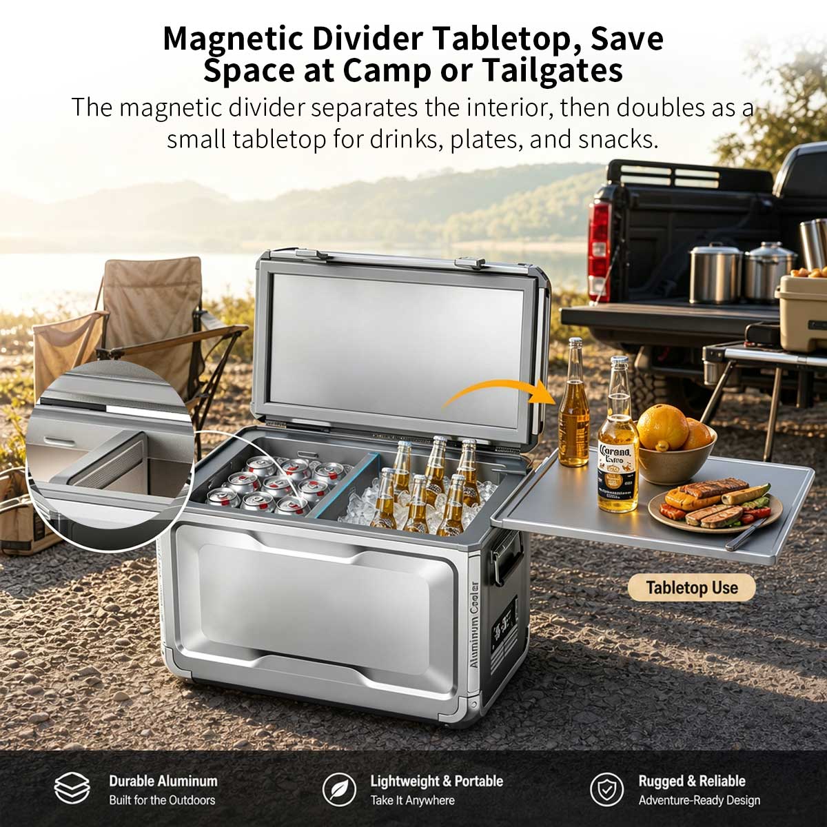 37 Qt All-Aluminum Portable Fridge – Dual-Zone Car Cooler | Traverseon