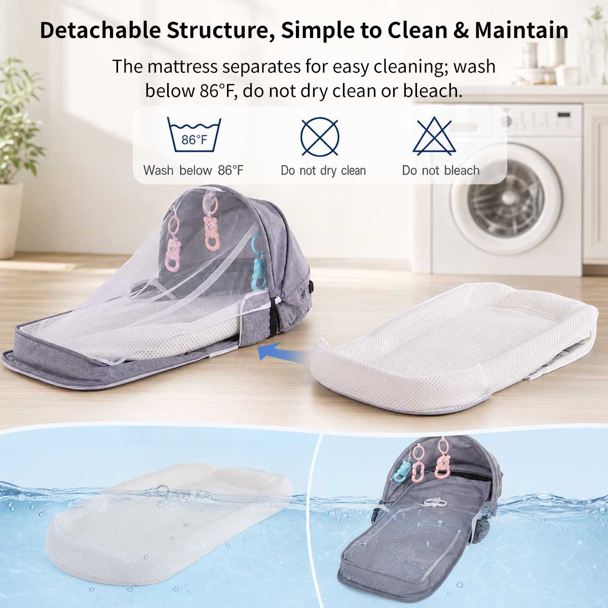 Portable Baby Travel Bassinet – 1.8 lb Foldable Mosquito Net Bed | Traverseon