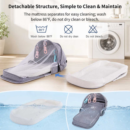 Portable Baby Travel Bassinet – 1.8 lb Foldable Mosquito Net Bed | Traverseon