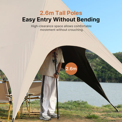 StormLock™ Hex Shelter — 360° Rainproof, 6-Point Stable, 2.6m Tall Entry, All-Terrain Portable | Traverseon