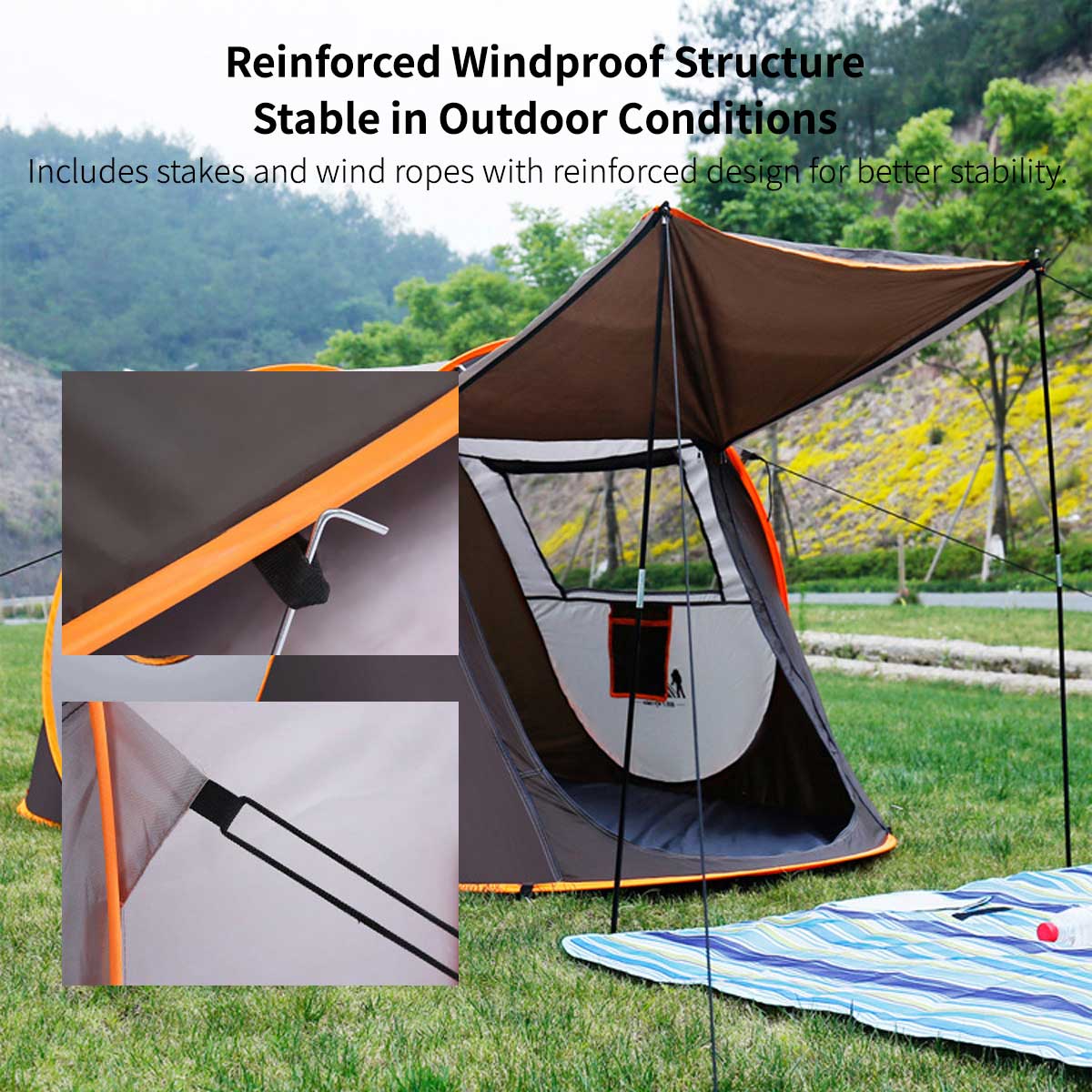 Automatic Pop-up Camping Tent – 3-8 Person Waterproof Instant Setup Shelter with Porch | Traverseon