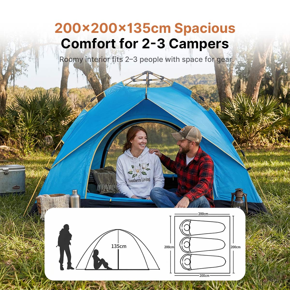 2 Person Pop Up Camping Tent – 3s Setup Double Layer Waterproof UV Protection for Hiking Beach Backpacking | Traverseon