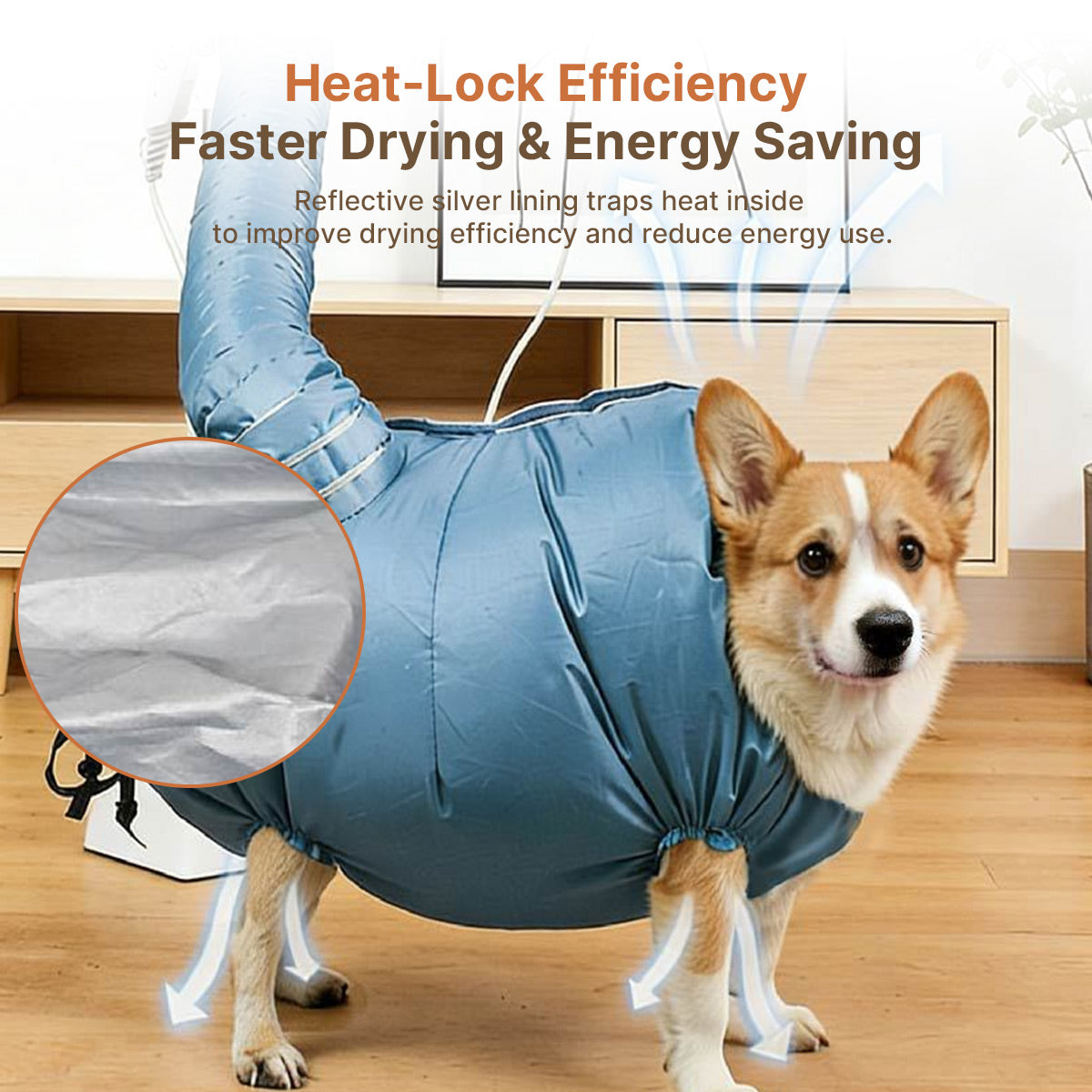Dryer Dog Pet Drying Bag – 360° Circulating Hair Lock Hands-Free | Traverseon
