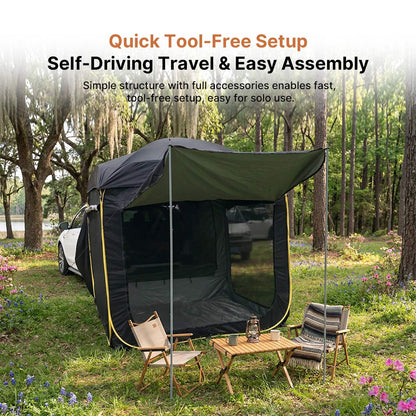 SUV Car Camping Tailgate Tent, Easy Setup Weatherproof & Roomy Extension, Family Camping & Outdoor Use | Traverseon