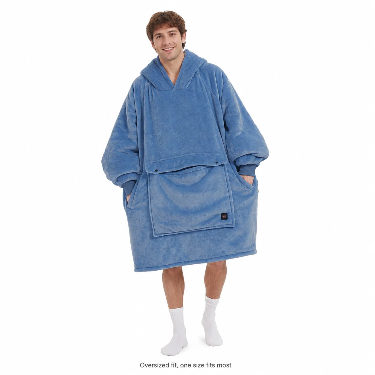 USB Heated Wearable Blanket Hoodie – 3-Zone Flannel Warmth | Traverseon