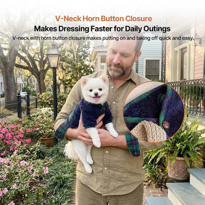 Plaid Coral Fleece Dog Vest – Warm Soft Two-Leg Pet Jacket XS–6XL | Traverseon