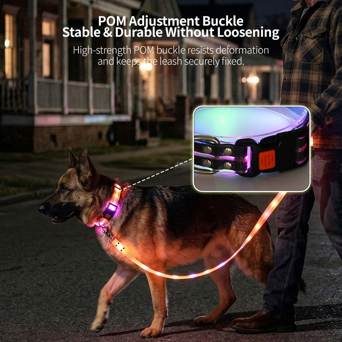 LED Glowing Pet Collar Leash - 3 Modes 100m Visible USB Rechargeable for Night Walk | Traverseon