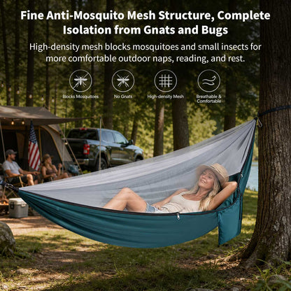 Double Camping Hammock with Mosquito Net – 270×140 cm, 250 kg Capacity | Traverseon