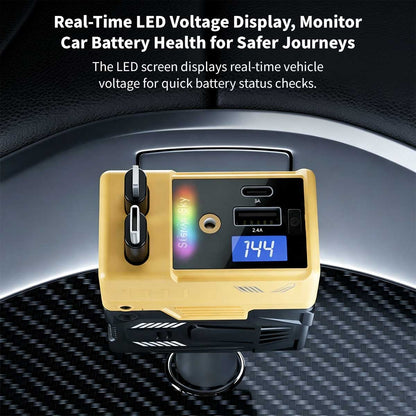 120W Retractable Car Charger – 4-in-1 Dual Cables, 66W USB-C Fast Charge | Traverseon
