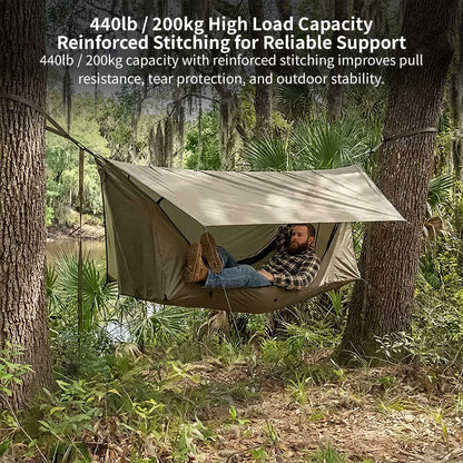 Anti-Mosquito Camping Hammock – 440 lb, 3000 mm Rain Tarp | Traverseon