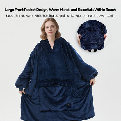 Cordless Heated Hoodie Blanket – 1400g Thick Flannel Cozy Warmth Anywhere | Traverseon