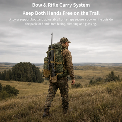 65.5L Camo Framed Hunting Backpack – 88 lb Max Load Meat Hauler | Traverseon