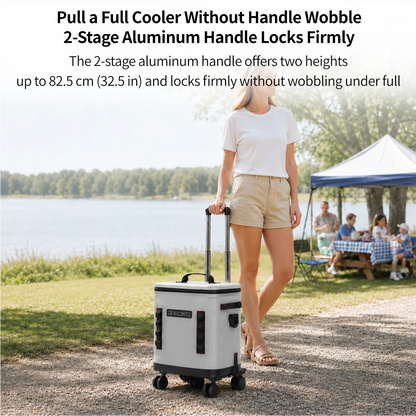 32L Rolling Soft Cooler – 72H Cold, Leakproof & Detachable Trolley | Traverseon