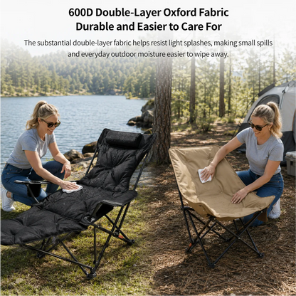 Padded Reclining Camping Chair – 3/4-Position Folding Lounger | Traverseon