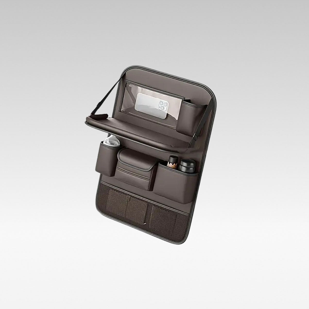 Traverseon Car Seat Organizer – Foldable Tray & Multi-Compartment Storage