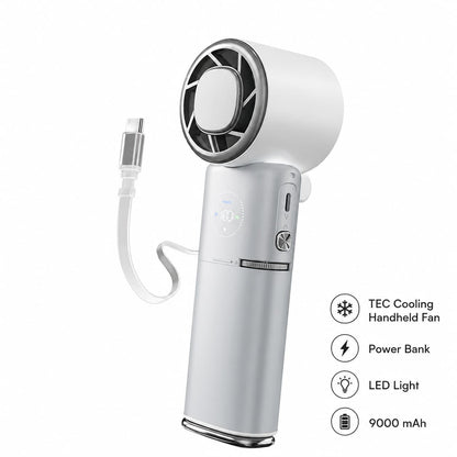 TEC Cooling Handheld Fan – 9000mAh Rechargeable Fan with Power Bank | Traverseon