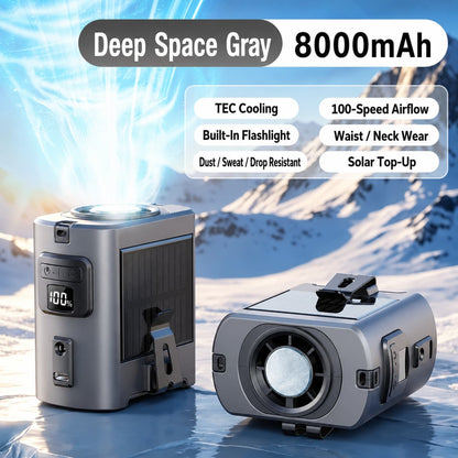 Solar Recharge Waist Fan – 8000mAh TEC Cooling Fan | Traverseon