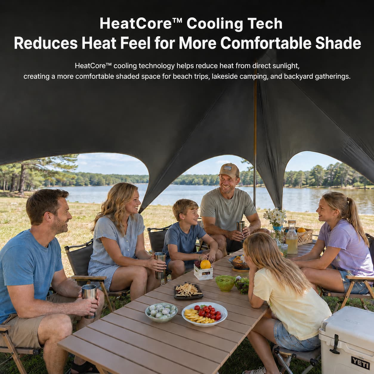 Large Hex Camping Tarp Shelter – UPF50+ 301 sq ft Sun Shade Canopy | Traverseon