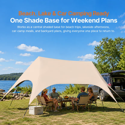 Large Hex Camping Tarp Shelter – UPF50+ 301 sq ft Sun Shade Canopy | Traverseon