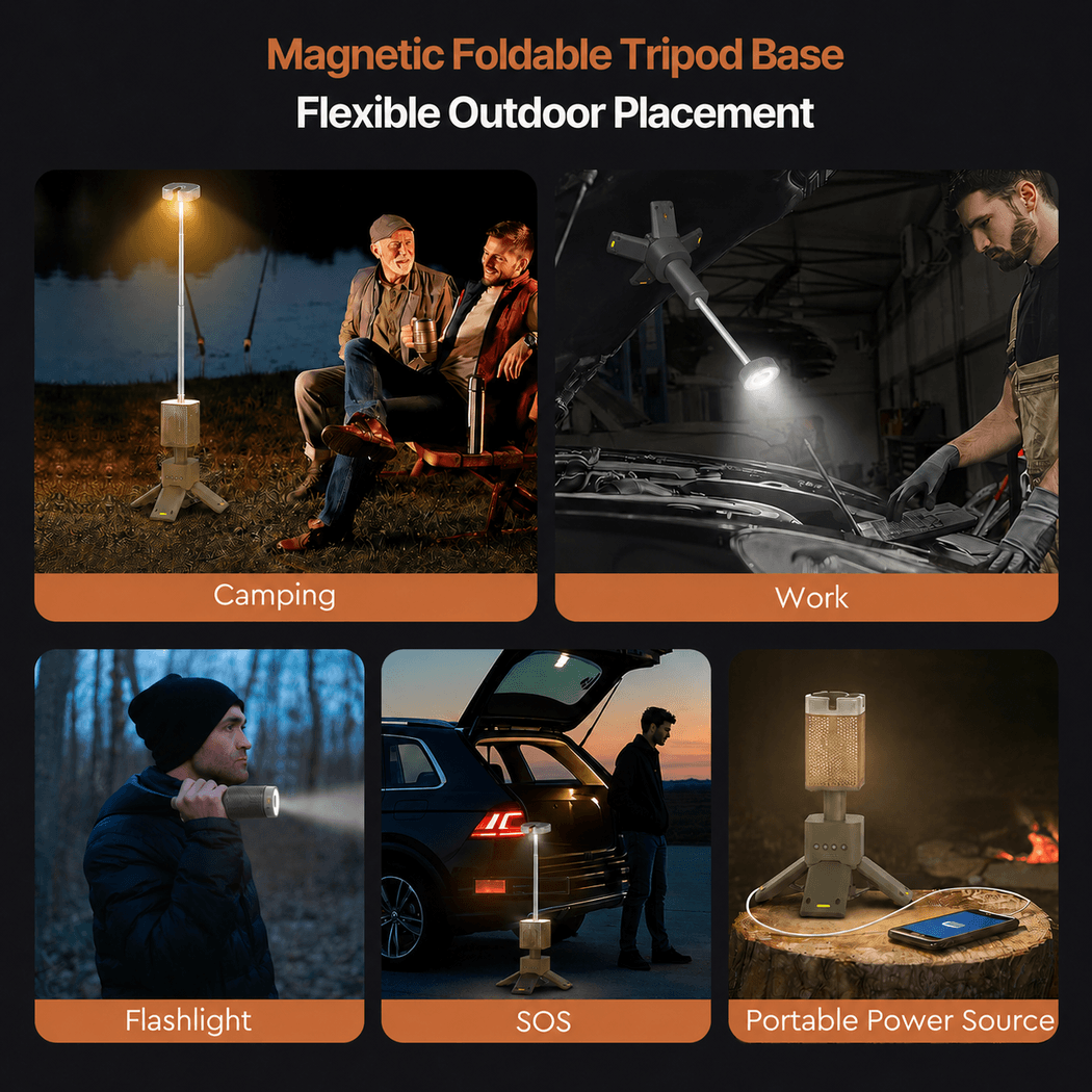 14000mAh Rechargeable Telescopic Camping Lantern with Bluetooth Speaker | Traverseon