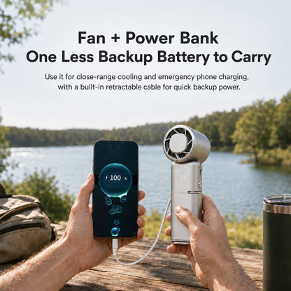 TEC Cooling Handheld Fan – 9000mAh Rechargeable Fan with Power Bank | Traverseon