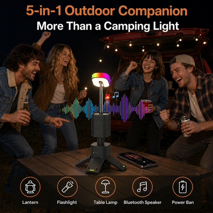 14000mAh Rechargeable Telescopic Camping Lantern with Bluetooth Speaker | Traverseon