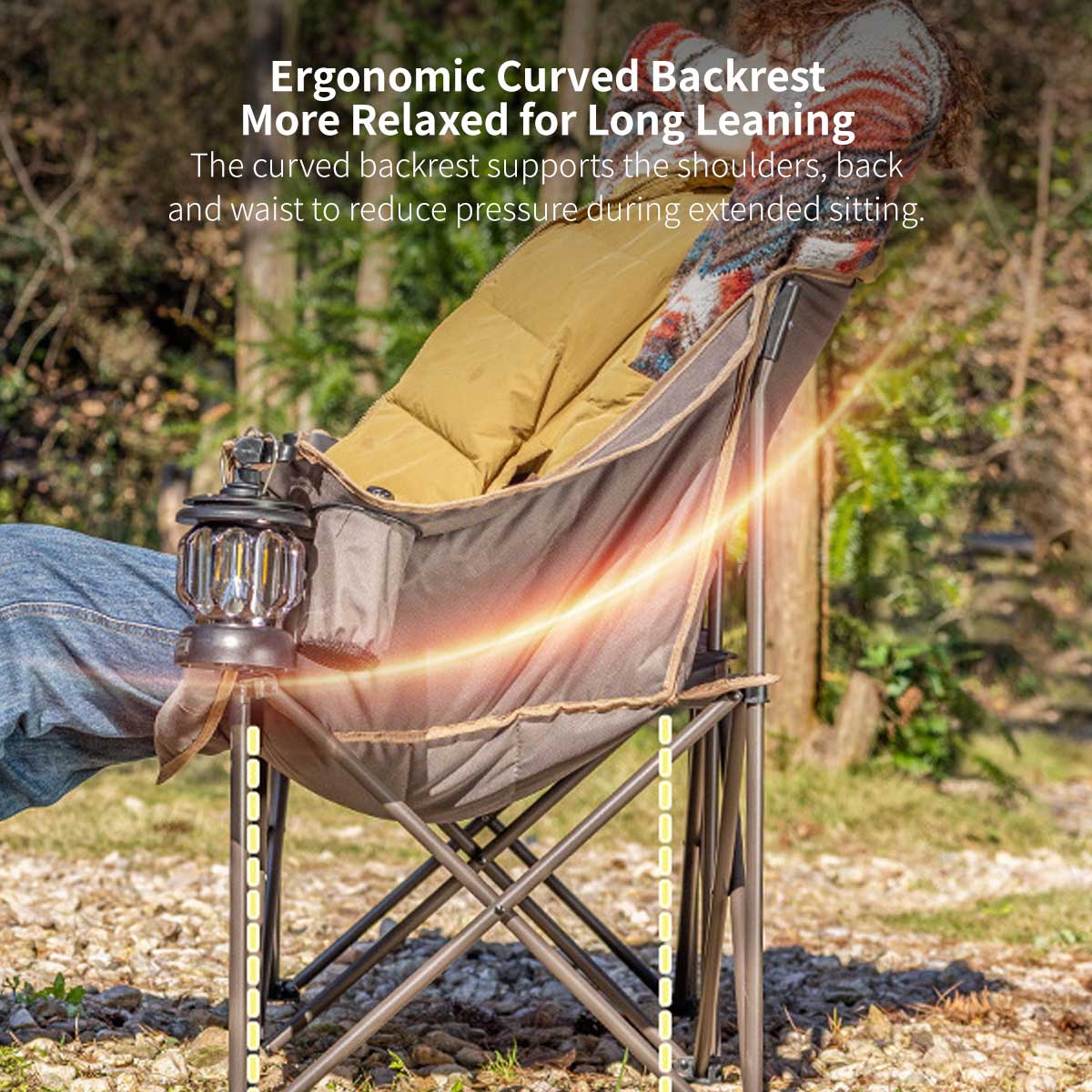 Double Camping Chair – 440lbs Heavy Duty with Cup Holder for