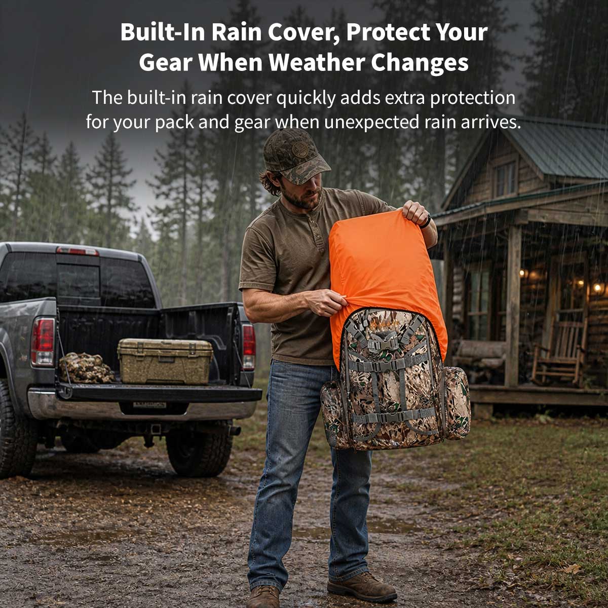 Waterproof Camo Hunting Backpack – Rifle & Bow Holder, 1.40 kg(3.08 lb) | Traverseon