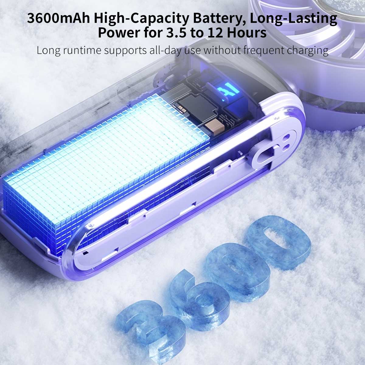 TEC Ice Compress 3-in-1 Handheld Fan - NTC Safe, 100-Speed, LED Digital Display, 3600mAh Portable Cooler|Traverseon