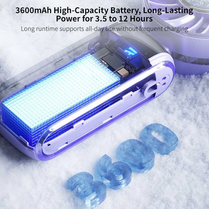 TEC Ice Compress 3-in-1 Handheld Fan - NTC Safe, 100-Speed, LED Digital Display, 3600mAh Portable Cooler|Traverseon