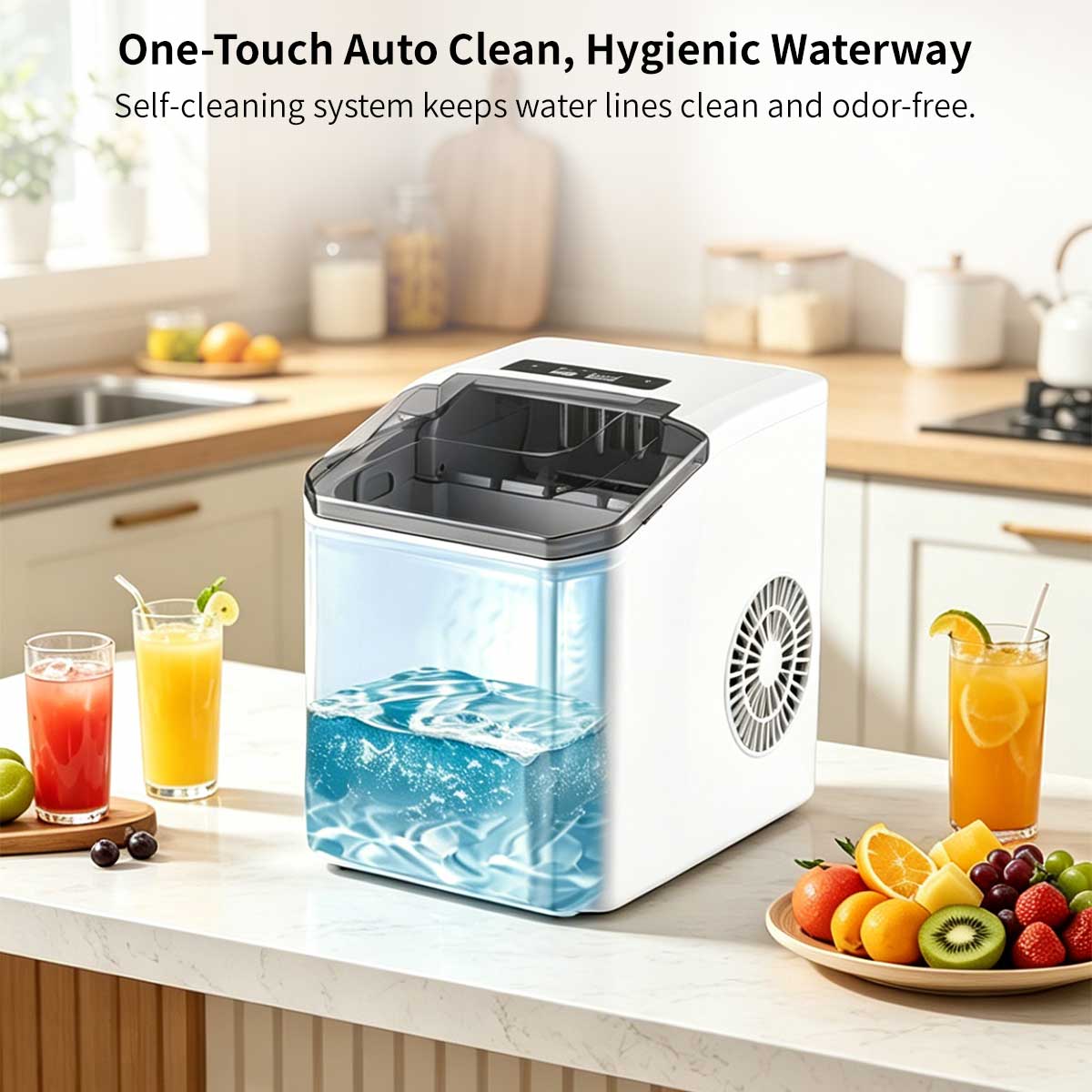Countertop Ice Maker 6min Fast Ice - Dual Size Ice Auto Clean Portable | Traverseon