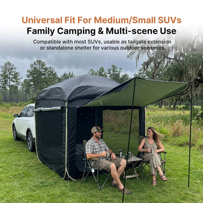 SUV Car Camping Tailgate Tent, Easy Setup Weatherproof & Roomy Extension, Family Camping & Outdoor Use | Traverseon