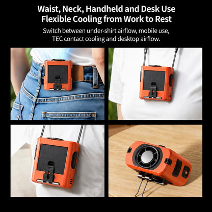 Portable Waist Fan – 8000mAh TEC Cooling, 100-Speed, Solar-Assisted | Traverseon