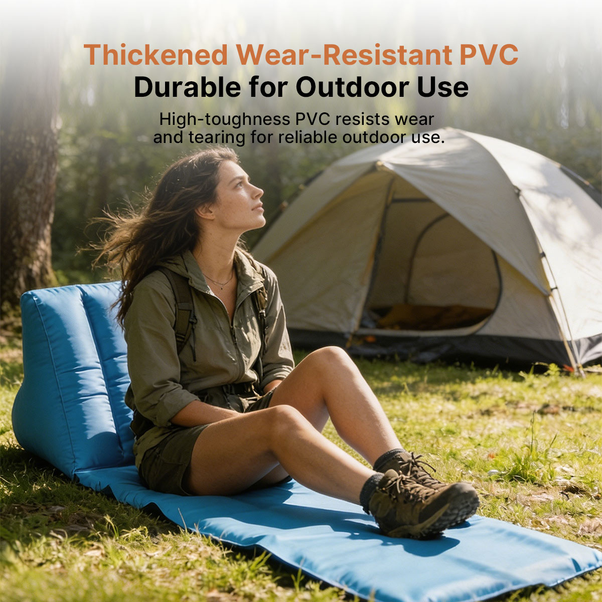 Flocked Inflatable Triangle Lounger – Portable Camping Backrest | Traverseon