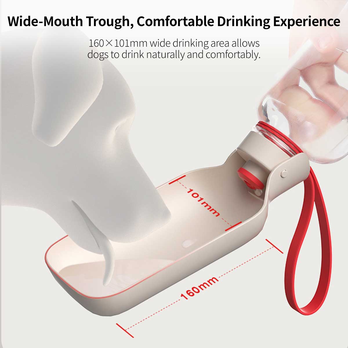 Portable Dog Water Bottle – 550/350ml 150° Fold Wide-Mouth, Leak-Proof for Outdoor Walking | Traverseon