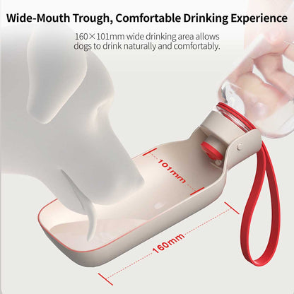 Portable Dog Water Bottle – 550/350ml 150° Fold Wide-Mouth, Leak-Proof for Outdoor Walking | Traverseon