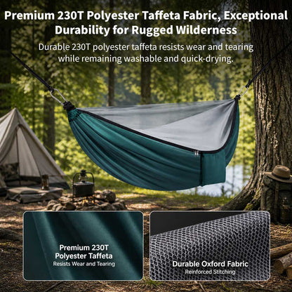 Double Camping Hammock with Mosquito Net – 270×140 cm, 250 kg Capacity | Traverseon