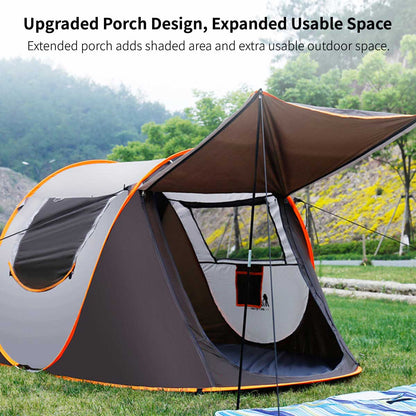 Automatic Pop-up Camping Tent – 3-8 Person Waterproof Instant Setup Shelter with Porch | Traverseon