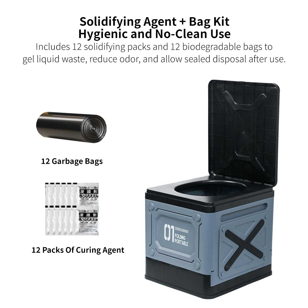 Portable Camping Toilet – Foldable Emergency Toilet with Gel Bags | Traverseon