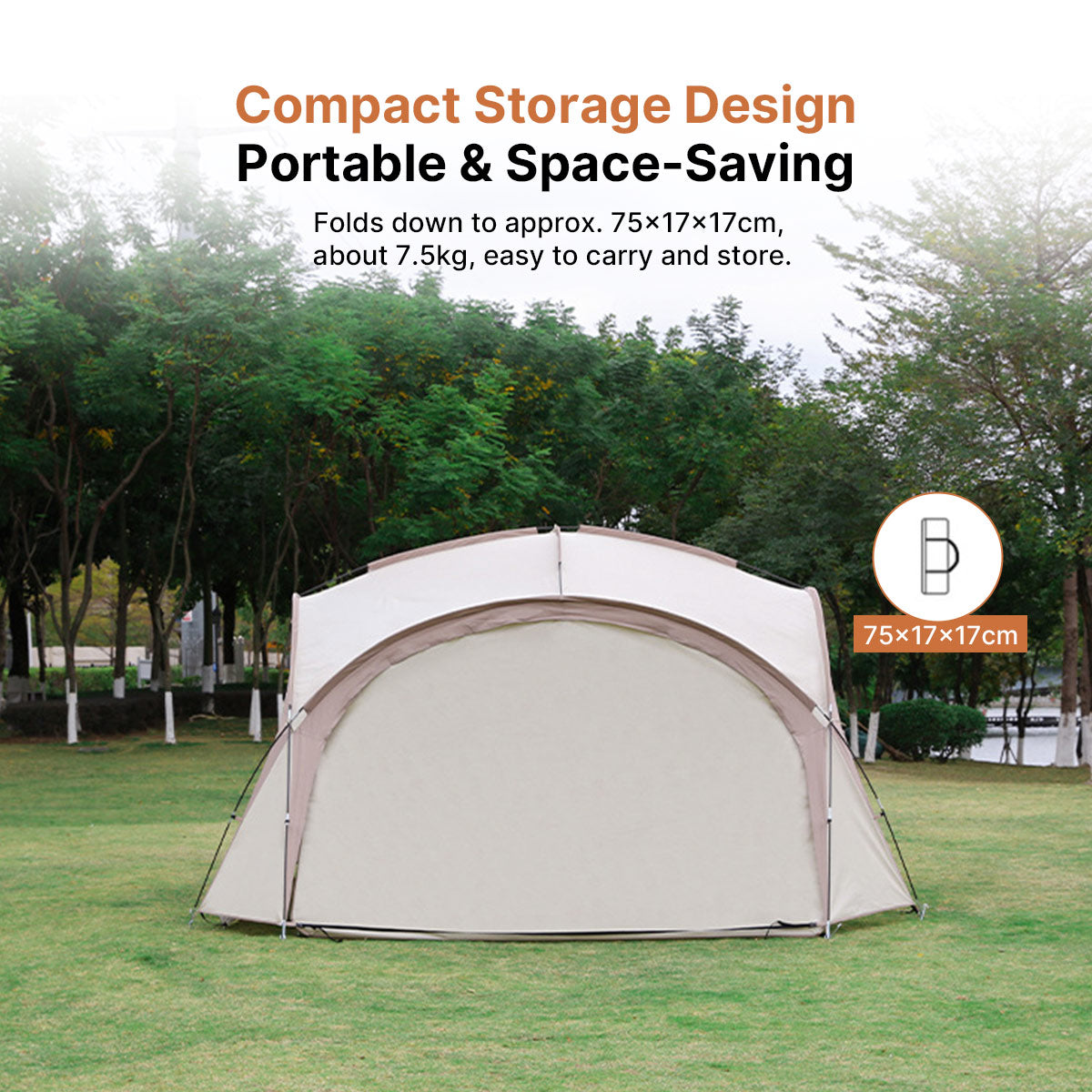 Camping Dome Tent 14×14ft – 210D UPF50+ Ventilated Windproof for Camping Beach Picnic | Traverseon