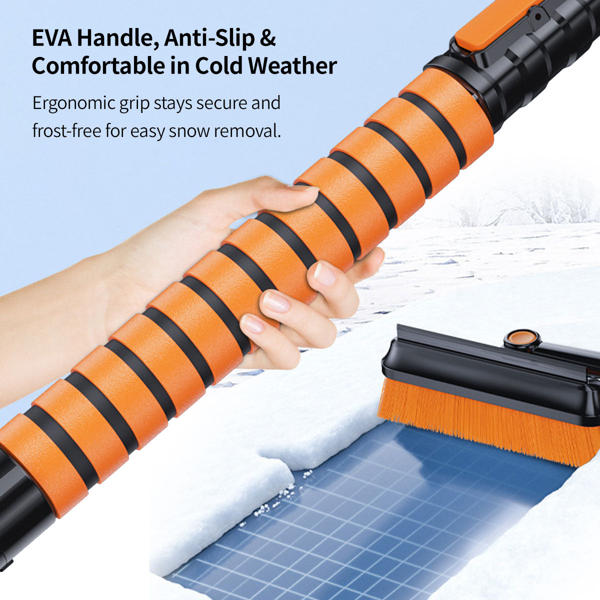 5-in-1 Car Snow Shovel & Ice Scraper - 180° Rotating, Extendable & Paint-Safe for Sedan, SUV, Truck| Traverseon