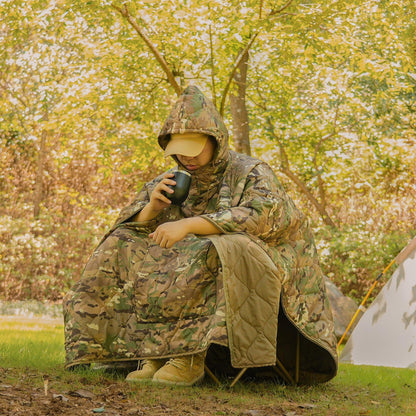 Camo Wearable Sleeping Poncho – Insulated, Packable, & Hunting-Ready