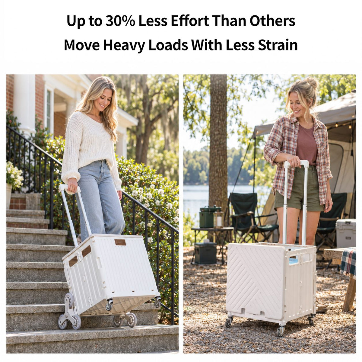 45L/65L Folding Utility Cart – Camping Crate with Stair-Climbing Wheels | Traverseon